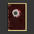 Decorative Book Cover With Brown Background Red White Circular Pattern And Gold Trim