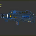 Futuristic Sci Fi Gun With Black Body Yellow Accents And Modern Design Details