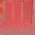 Ancient Stone Columns in Historical Building Interior with Rough Stone Walls and Earthen Floor