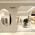 Modern Clothing Store Interior With White Decor Chandelier Clothing Racks Mannequin And Purple Sofa