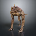 Detailed Mythical Creature Sculpture Featuring Horns Muscular Body Claws And Textured Skin