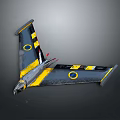 Gray Airplane Wing Model With Yellow Black Stripes And Circular Markings On Dark Background