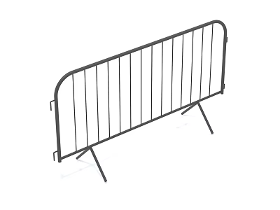 Black Metal Temporary Barrier With Vertical Bars And Stand For Crowd Control 3d model