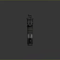 Futuristic Weapon Handgun With Blue Neon Lights And Sleek Hexagonal Structure Design