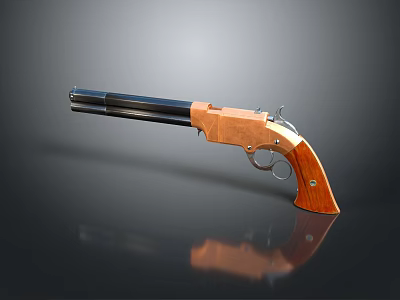 Highly Detailed 3D Rendered Revolver With Wooden Grip And Shiny Metal Barrel 3d model