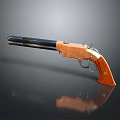 Highly Detailed 3D Rendered Revolver With Wooden Grip And Shiny Metal Barrel