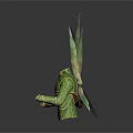 Fairy Character Wearing Leaf Costume With Transparent Green Wings And Natural Details