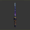 Blue Purple Glowing Crystal Sword With Golden Decorations And Red Hilt