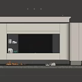 Modern TV Wall Design With Built-in TV White And Gray Cabinets And Fireplace