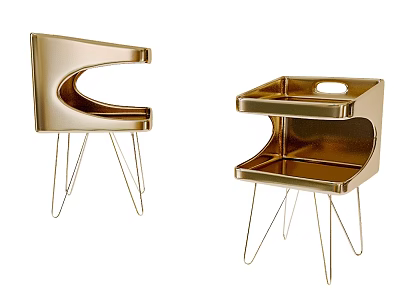 Stylish Golden Modern Coffee Tables With Unique Design And Metal Wire Legs Structure 3d model