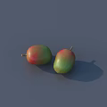 Two Fresh Red and Green Mangoes on a Gray Background