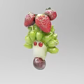 Artistic Fruit Vegetable Sculpture Featuring Strawberries Green Grapes And Red Eyes