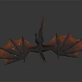 Red And Black Dragon With Spread Wings In Detailed 3D Render Design 3d model