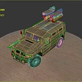 Camouflage Military Off Road Vehicle With Twin Missile Launchers On Roof