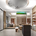 Traditional Chinese Tea Ware Specialty Store Featuring Wooden Racks And Tea Set Displays