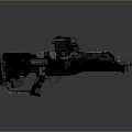 Black Tactical Weapon With Scope Red Dot Sight And Metallic Finish Design 3d model