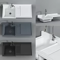 Modern Washbasin Designs in White Gray Black with Drainboard and Faucet