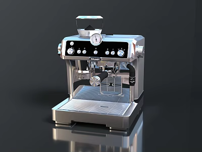 Modern Stainless Steel Espresso Coffee Machine With Control Panel And Steam Wand 3d model