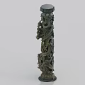Green Jade Decorative Pillar With Intricate Dragon Carvings And Ornate Design