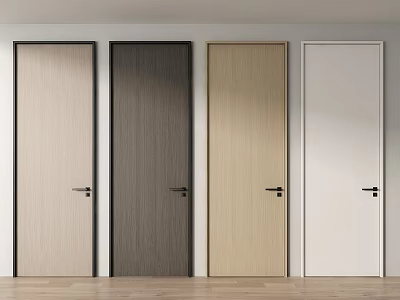 Modern Interior Hinged Doors With Various Wooden Textures And Color Tones 3d model