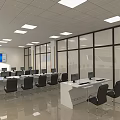 Modern Conference Room Interior With Large Windows Long Table Computers Chairs And TV Screen