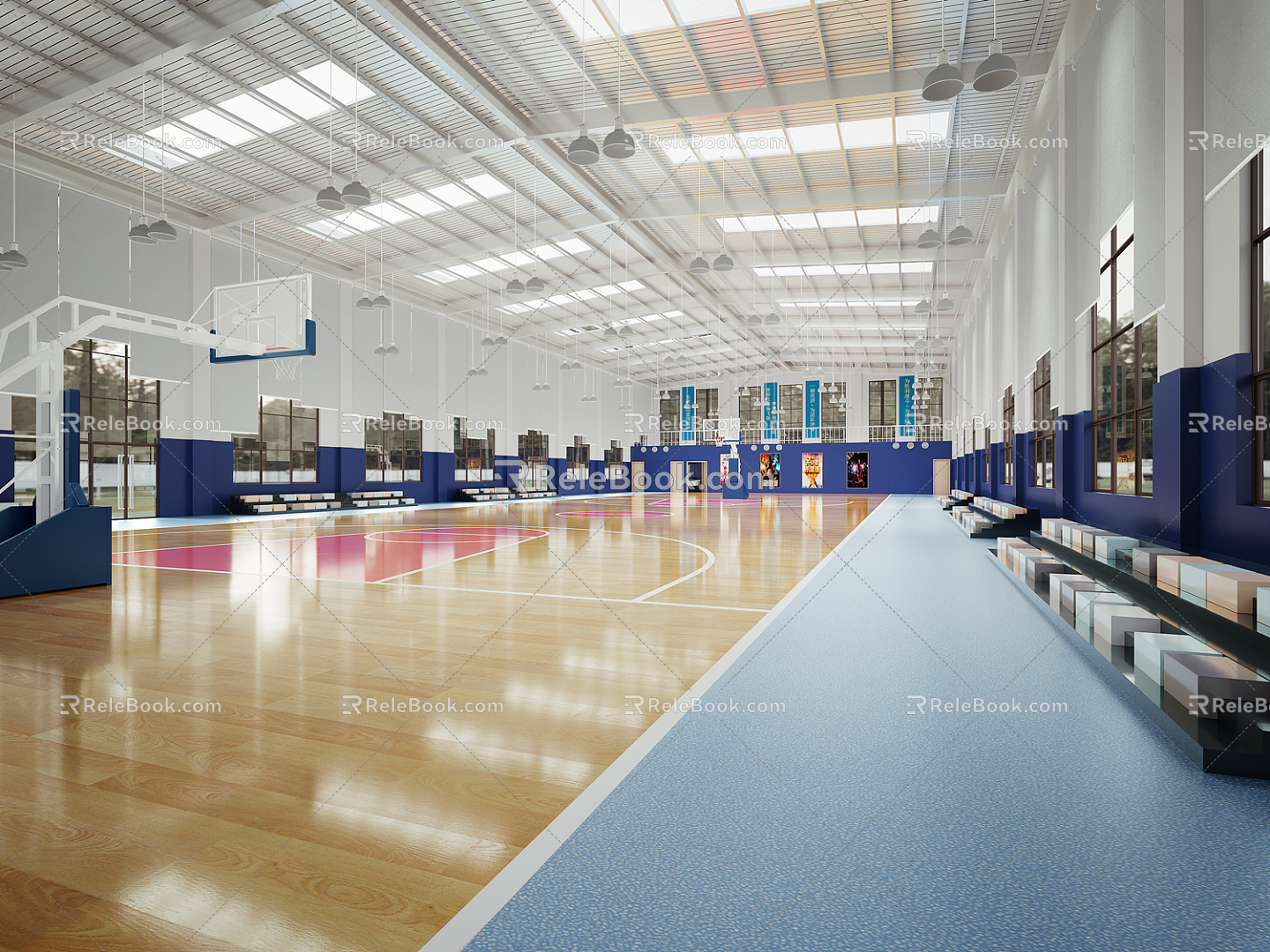 Modern Basketball Hall Basketball Court Indoor Basketball Court Basketball Rack 3d model