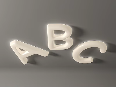 Modern White Ceiling Light Featuring 3D Letter ABC Design On Gray Background 3d model