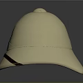 Classic Military Weapon Helmet with Beige Exterior and Brown Leather Strap Detail