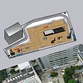 Road Facilities Construction Site With Heavy Equipment And Surrounding Buildings