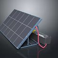 Solar Panel with Rechargeable Battery and Red Connecting Cable Setup 3d model