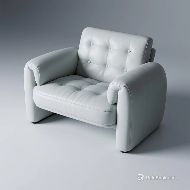 Modern Leather Single Sofa With Button Tufted Design And Comfortable Seating 3d model