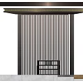 Open Air Pergola Structure with Vertical Slats and Horizontal Beam 3d model