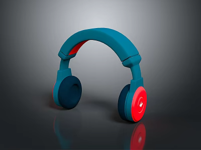 Modern Blue And Red Over Ear Headphones With Sleek Electronic Design 3d model