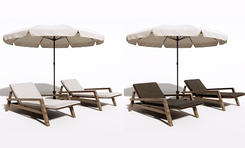 Outdoor Reclining Chair Beach Reclining Chair Outdoor Chair Parasol 3d model