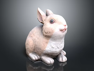 Cute Sitting Rabbit 3D Model Featuring Long Ears Light Brown And White Fur 3d model