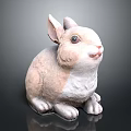 Cute Sitting Rabbit 3D Model Featuring Long Ears Light Brown And White Fur