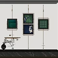Modern Interior Decor With Framed Wall Art Colorful Paintings Black Vase And Branches