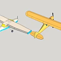 Two Passenger Planes With Brown And Blue White Bodies And Propellers On Ground