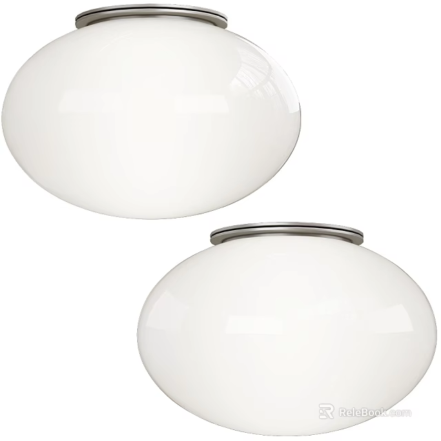 White Spherical Table Lamps With Metal Rim Modern Decorative Design 3d model 