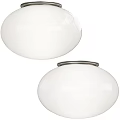 White Spherical Table Lamps With Metal Rim Modern Decorative Design