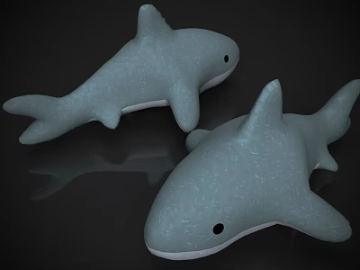 Cute Light Blue Shark Shaped Decorative Pillows With Textured Soft Surface 3d model