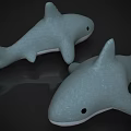 Cute Light Blue Shark Shaped Decorative Pillows With Textured Soft Surface 3d model