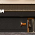Modern Stylish Clothing Store Exterior Design With Sleek Dark Facade And Warm Wooden Decorative Details