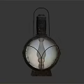 Vintage Metal Lantern With Round Glass Shade And Top Handle Design