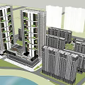 Modern High Rise Residential Buildings With Surrounding Low Rise Structures Green Areas And Waterfront