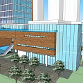 Modern Commercial Complex With Glass Curtain Wall High Rise And White Building Design 3d model