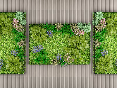 Indoor Green Plant Wall With Diverse Greenery And Decorative Vertical Garden Design 3d model