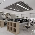 Modern Office Interior Design With Open Layout Desks Computers Plants And Wall Art 3d model