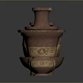 Reddish Brown Ceramic Vases And Pots With Golden Decorations In Various Sizes