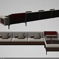 Modern Sectional Sofa With Modular Design Multiple Colored Cushions And Fabric Upholstery 3d model